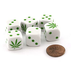 Marijuana Dice -  White/green d6 (1st)