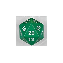 Spindown d20 dice, 30mm - Green (1st)