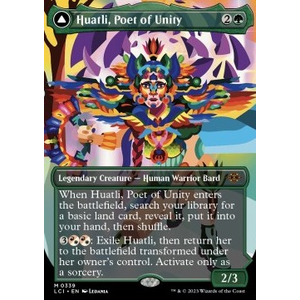 Magic löskort: The Lost Caverns of Ixalan: Huatli, Poet of Unity // Roar of the Fifth People (alternative art)