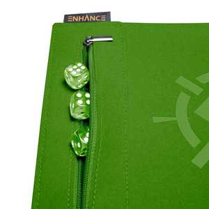 Enhance Gaming: Roll on a Scroll Dice Rolling Mat & 12xD6 Dice - Green