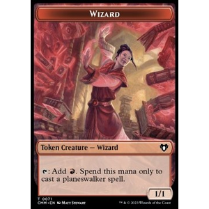 Magic löskort: Commander Masters:Torch of Defiance Emblem // Wizard Token (R 1/1)