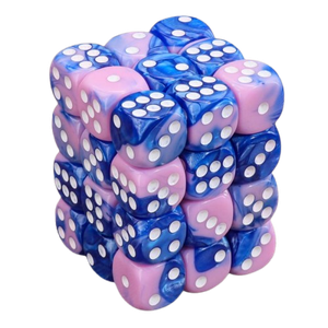 Vaettir Workshop: D6 Dice Cube 12mm Pink-Blue/white (36)