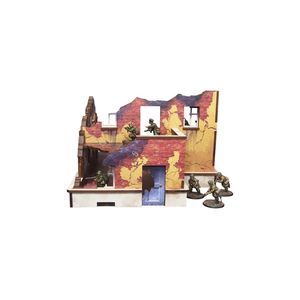 Pre-Painted WW2 Ostfront Stalingrad School Left with Balcony (UV-printed) (MDF)