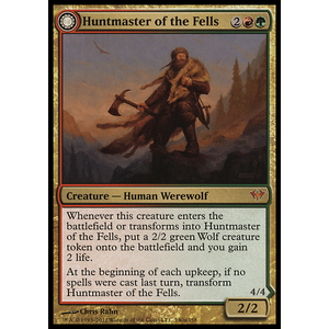 Magic löskort: Dark Ascension: Huntmaster of the Fells // Ravager of the Fells (Foil)
