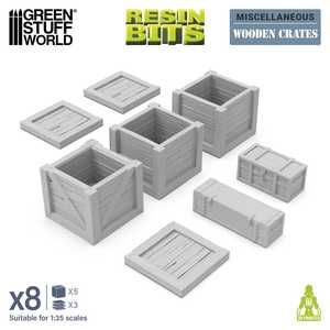 Green Stuff World: 3D Printed Resin Set - Wooden Crates (5) (1:35)