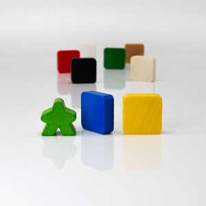 Game Pieces: Squares - White (Wood) (10)