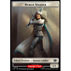 Magic löskort: The Lord of the Rings: Tales of Middle-earth: Human Soldier Token // Food Token (Surge Foil)