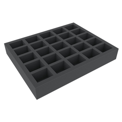 Feldherr 50mm Full-size 25 slot foam tray with base - large rectangular cut outs