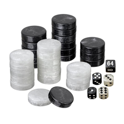 Backgammonpjäser, 28 x 8 mm (black/white)