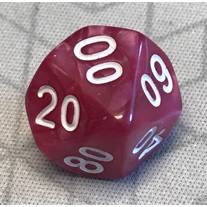 Pearl Dice: Rose Red/White (D10, 00-90)