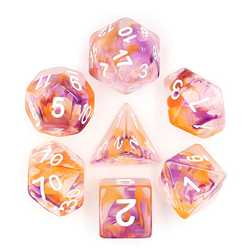 Pearl Swirl Dice Purple/Orange RPG Dice (7-Die set)