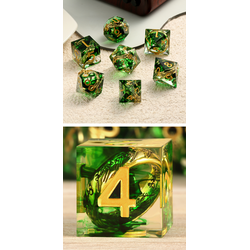 Sharp Edge Dice Set - Rings Green (7)