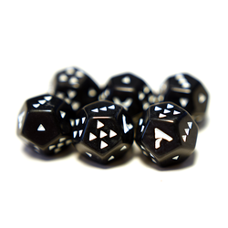Alphaspel: 12-Sided Double D6 - Pearl Black/White (6)