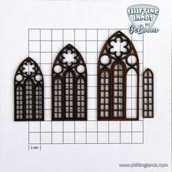 MDF - 25x53.5x2mm Gothic window with loose inserts (6)