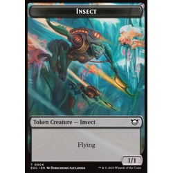 Magic löskort: Commander: Edge of Eternities: Insect Token (B 1/1 Flying) // Elemental Token (RG 5/5)