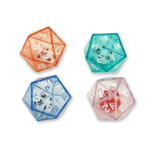 Double Dice d20 Blue Shell w/Internal Opaque White/black d20