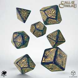 Call of Cthulhu RPG 7th ed Dice Set: Blue-green & Gold (7)