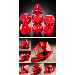 Faceted Glass Dice Set - Ruby (7)