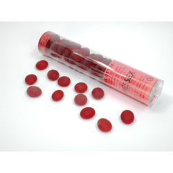 Chessex Glass Stones: Crystal Red frosted (~40st i ett in 5½" rör)
