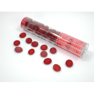 Chessex Glass Stones: Crystal Red frosted (~40st i ett in 5½" rör)