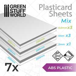 ABS Plasticard A4 - Variety 7 Sheets Pack (Plain combo x7)