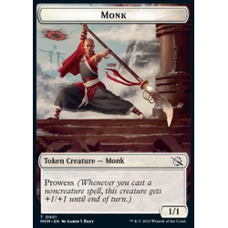 Magic löskort: March of the Machine: Monk Token (White 1/1 Prowess)