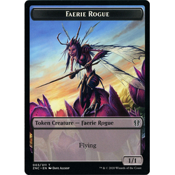 Magic löskort: Zendikar Rising Commander Decks: Faerie Rogue Token (B 1/1) // Goblin Rogue Token (B 1/1)
