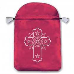 Rosicrucian Red Satin Bag for Tarot Cards (160 x 225 mm)