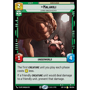 Star Wars: Unlimited Löskort: Legends of the Force: Malakili, Loving Rancor Keeper