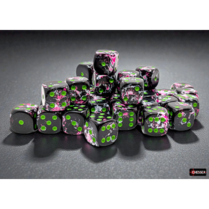 Chessex: D6 Dice 12mm Brush Paintball/green (36)
