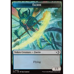 Magic löskort: Lorwyn Eclipsed: Faerie Token (UB 1/1) // Goblin Token (BR 1/1)