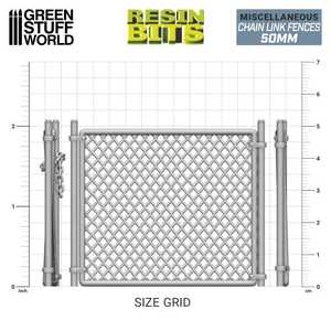 3D Printed set - Chain Link Fences 50mm (5) (1:48-1:35)