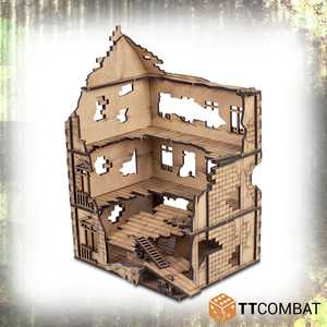 World War: The City, Corner and Dilapidated Rowhouse Destroyed (25/28mm)