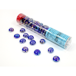 Chessex Glass Stones: Iridized Crystal Dark Blue (~40st i ett in 5½" rör)