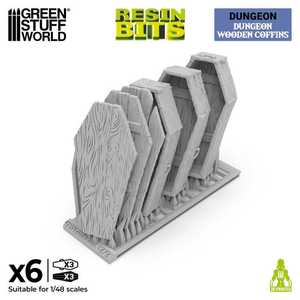 Green Stuff World: 3D Printed Resin Set - Dungeon Wooden Coffins (3) (1:48)