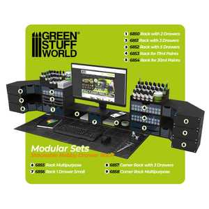 Half Stackable hobby drawer rack with 2 vertical drawers - Black (Magnetized)
