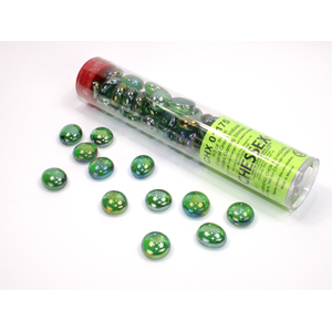 Chessex Glass Stones: Iridized Crystal Green (~40st i ett in 5½" rör)