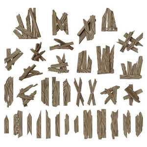 Green Stuff World: 3D Printed Resin Set - Broken Wood Planks (35) (1:48-1:35)