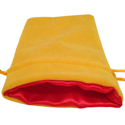 4″ x 6″ Yellow Velvet Dice Bag with Red Satin Lining