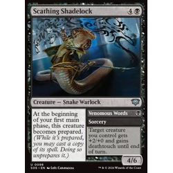 Magic löskort: Secrets of Strixhaven: Scathing Shadelock // Venomous Words