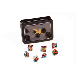 Razor Series Dice: Red Liquid Core Dragon Eye, Blue Dice, Gold Numbers 7-die Set