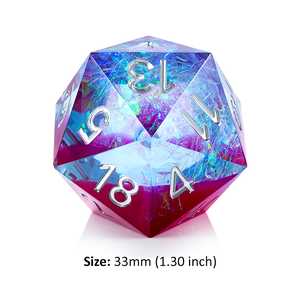 Jumbo D20 Dice: Ice Crystal (33mm)