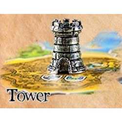 Player Token: Tarnished Silver Color Tower In Metal (1)