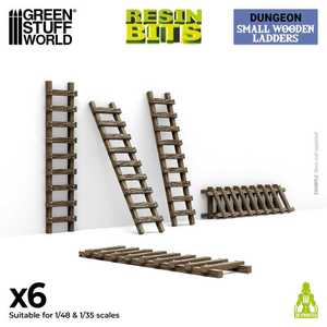 Green Stuff World: 3D Printed Resin Set - Small Wooden Ladders (6) (1:48-1:35)