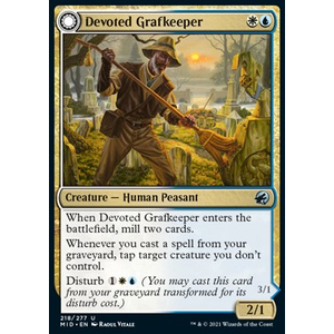 Magic löskort: Innistrad: Midnight Hunt: Devoted Grafkeeper // Departed Soulkeeper (Foil)