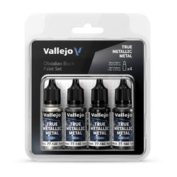Vallejo True Metallic Metal: Obsidian Black Paint Set (4x18ml)