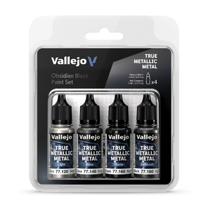 Vallejo True Metallic Metal: Obsidian Black Paint Set (4x18ml)