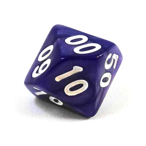 Pearl Dice: Purple/White (D10, 00-90)