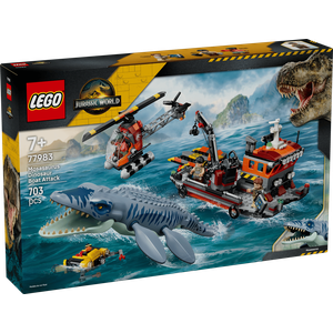 LEGO Jurassic World Dinosaurieattack med båt och mosasaurus 77983