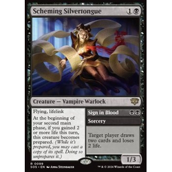 Magic löskort: Secrets of Strixhaven: Scheming Silvertongue // Sign in Blood